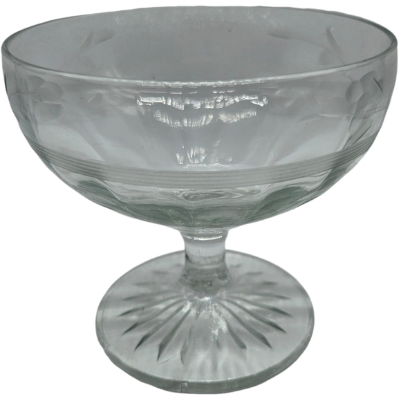 unmarked Other - 👍Vintage Etched Glass Dessert Dish